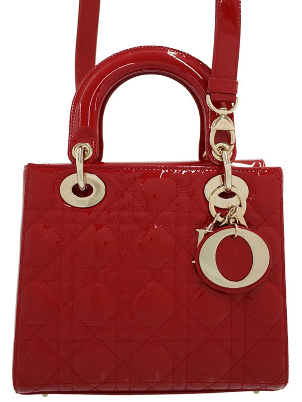 Christian Dior Lady red patent leather Lady Dior Bag Cannage quilting